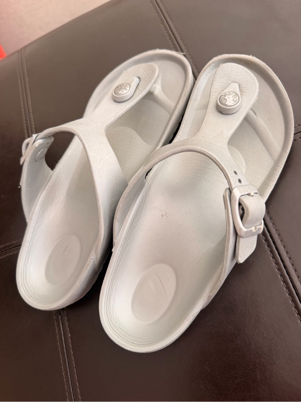 Birkenstock Kids White T-Strap Buckle Sandals